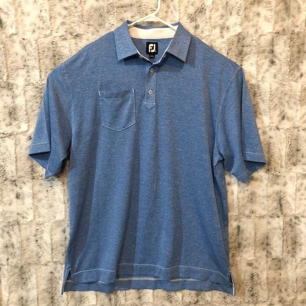 FootJoy Mens XL Polo Shirt Short Sleeve Pocket Blue Casual Preppy